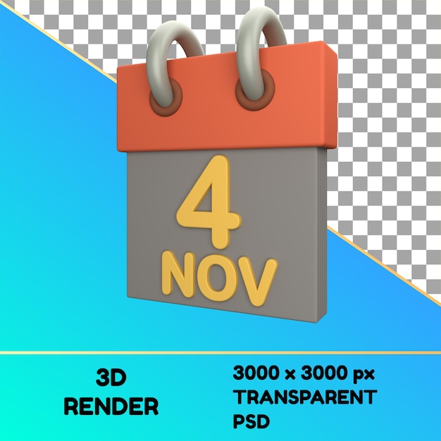 3d icon calenda 4 november labor day