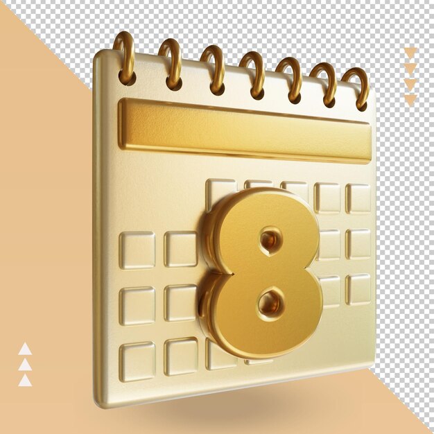 PSD 3d icon calendar eight rendering left view