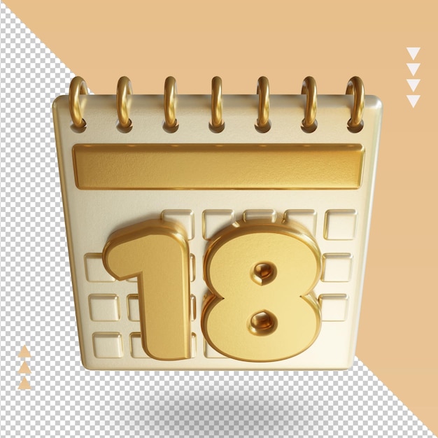 Icona 3d calendario diciotto rendering vista dall'alto