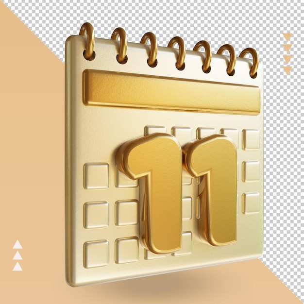 Icona 3d calendario undici rendering vista a sinistra