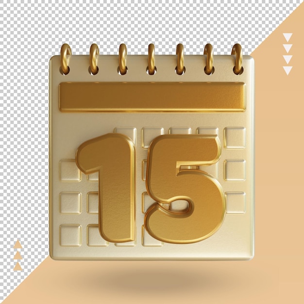 Icona 3d calendario quindici rendering vista frontale