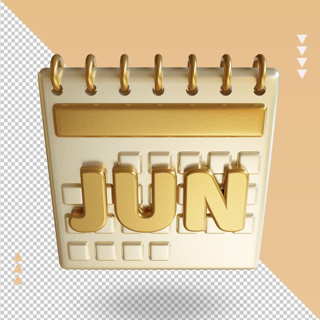 PSD 3d icon calendar june rendering top view