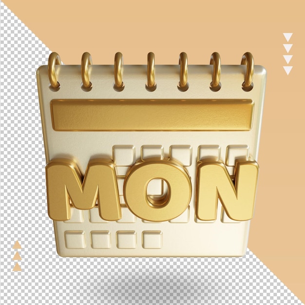 3d icon calendar monday rendering top view