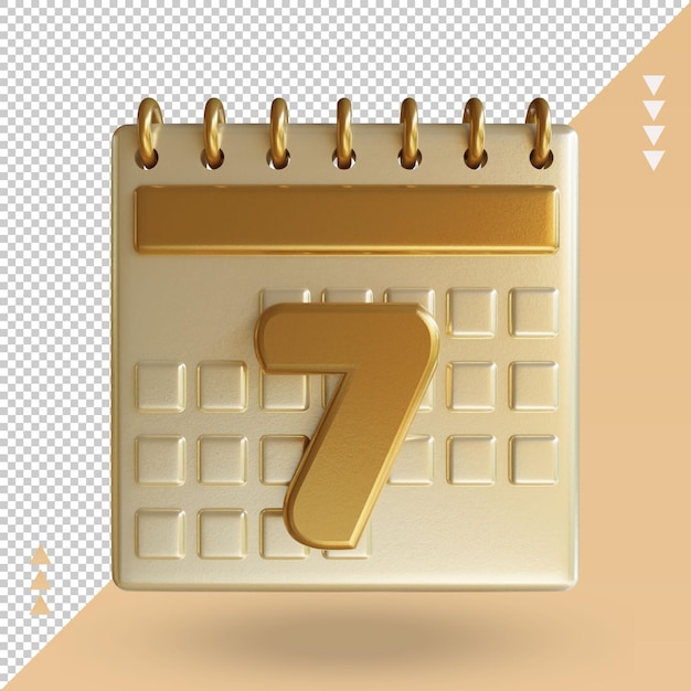 3d icon calendar seven rendering front view