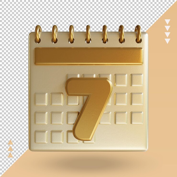 3d Icon Calendar Seven rendering front view