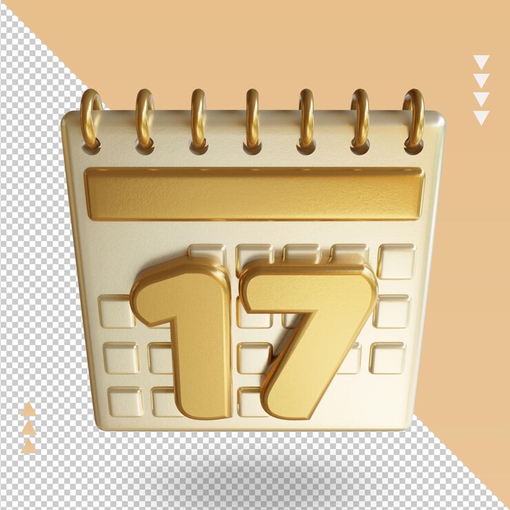 3d Icon Calendar seventeen rendering top view