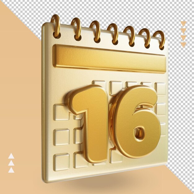 Icona 3d calendario sedici rendering vista a sinistra