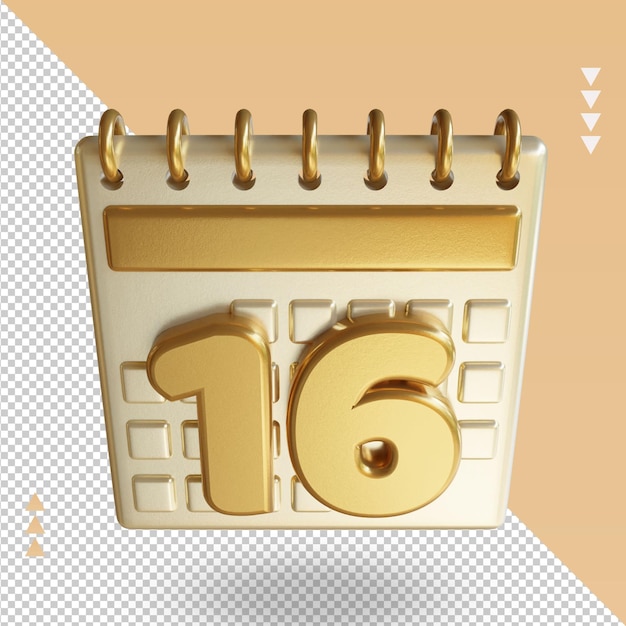 Icona 3d calendario sedici rendering vista dall'alto