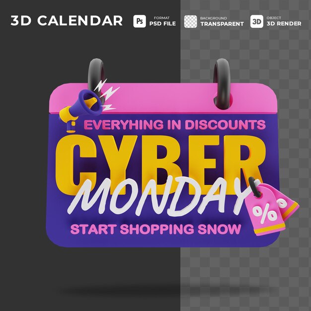 CALENDARIO ICONA 3D IN GIORNI SPECIALI ADATTO AI SALDI CYBER MONDAY