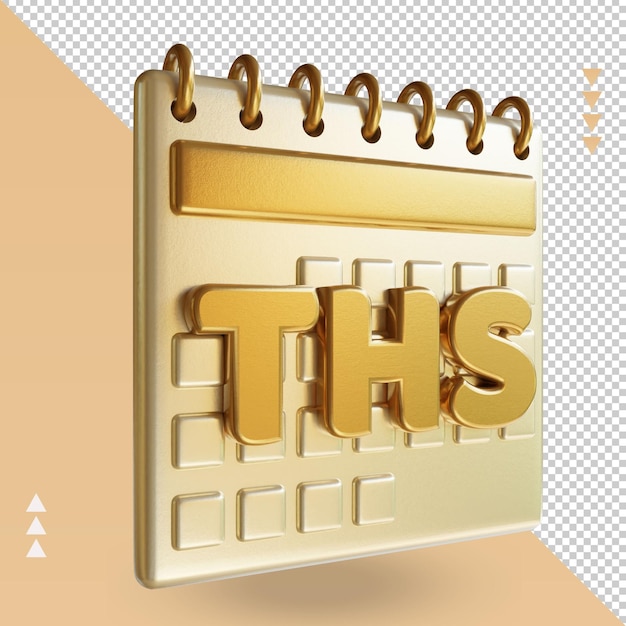 3d icon calendar thursday rendering left view