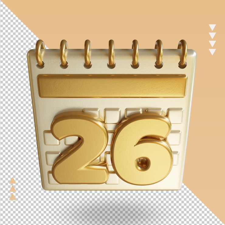 PSD 3d icon calendar двадцать шесть рендеринга, вид сверху