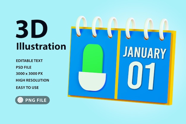 Calendario con icone 3d