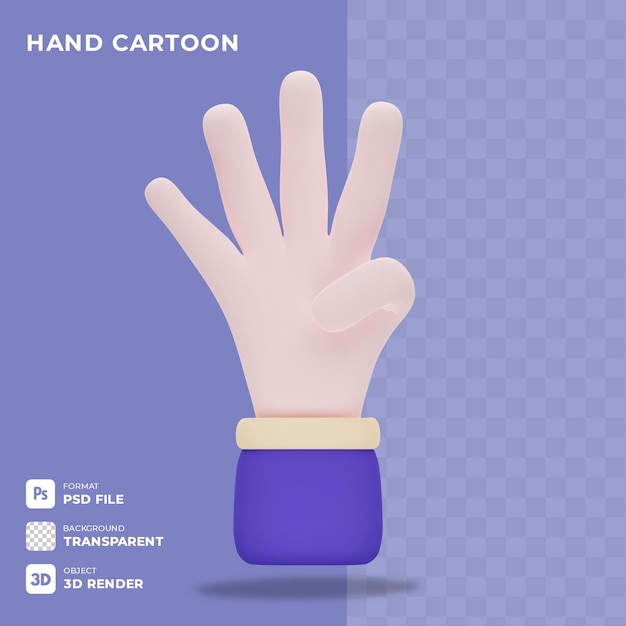 3D ICON CARTOON HAND GESTURE SHOWING FINGER WITH TRANSPARENT BACKGROUND