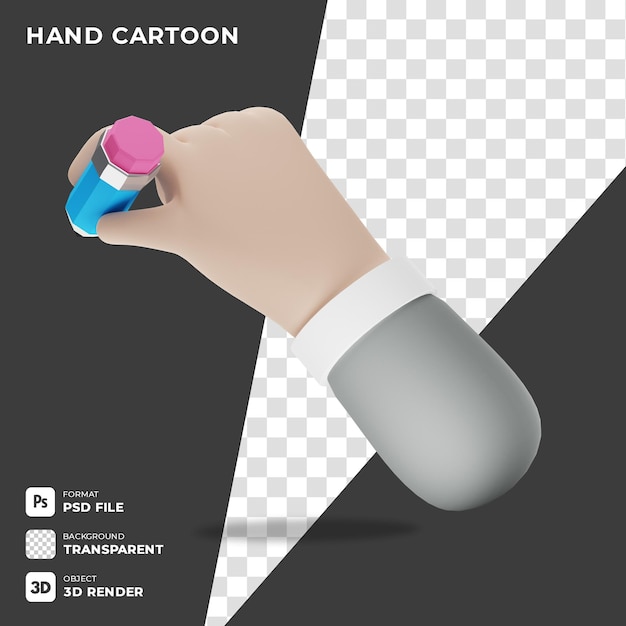 3d icon cartoon handgebaar schrijven met potlood