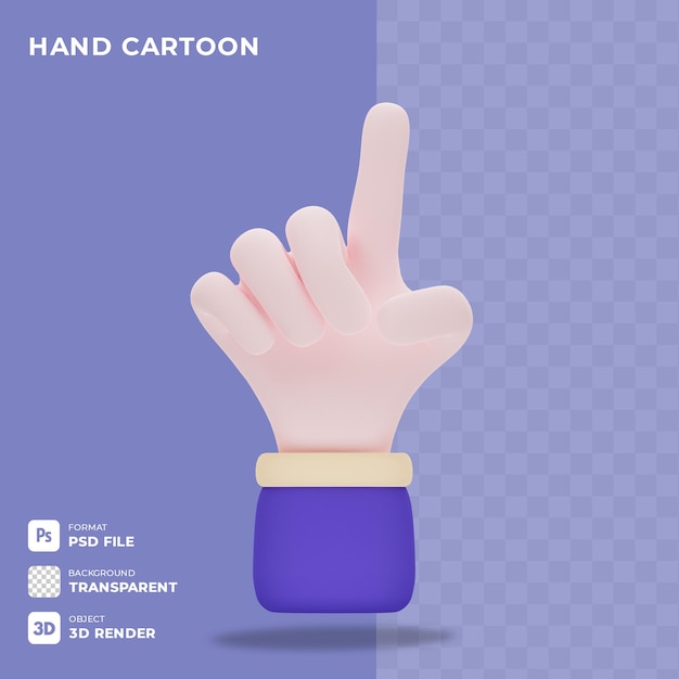 3d icon cartoon handgebaar tonen vingers met transparante achtergrond