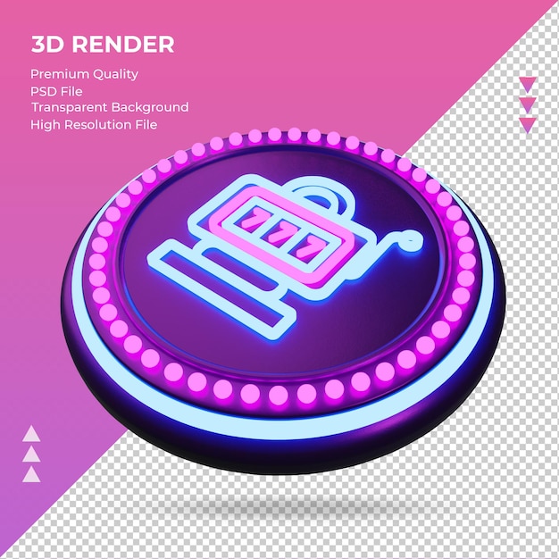 3d icon casino hotel neon sign rendering right view