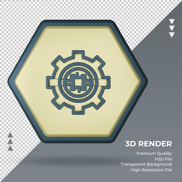 3d icon Chip factory sign rendering front view