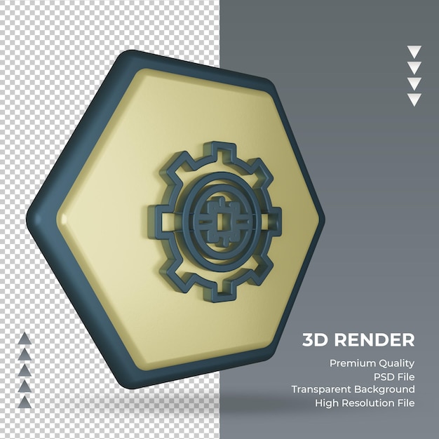 3d icon Chip factory sign rendering left view