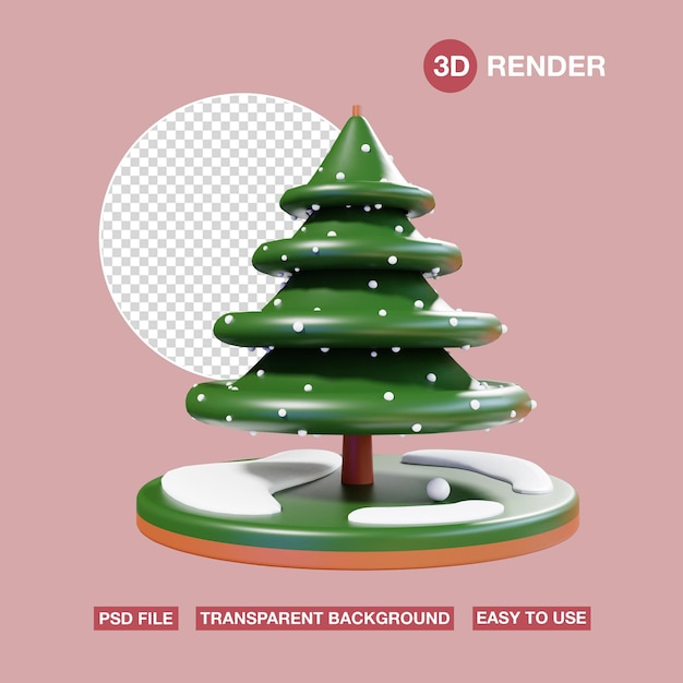 3d icon christmas tree with snows