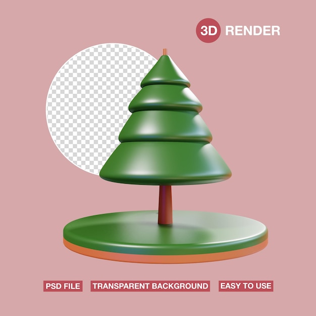 PSD 3d icon christmas tree without snow