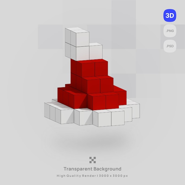 3D значок рождественской воксельной иллюстрации концепции значок