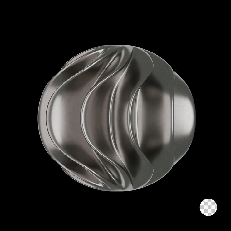 PSD 3d icon chrome metallic wavy sphere shape high resolutions