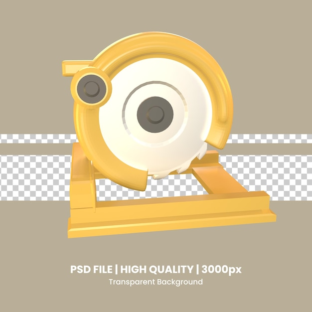 PSD 3d icon circular saw rendered isolated on the transparent background