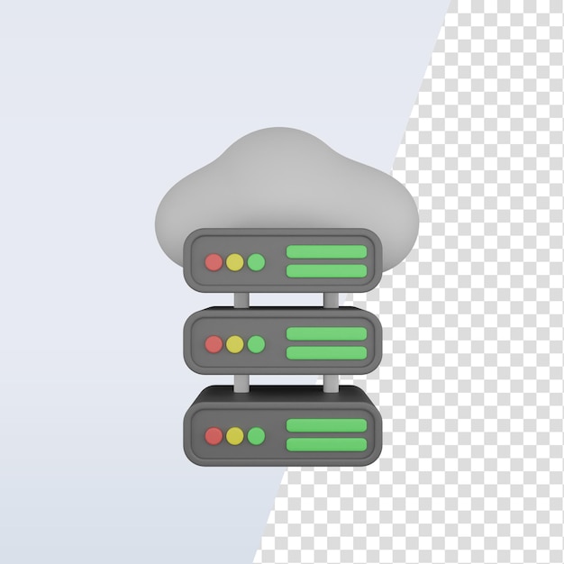 PSD 3d облако иконок и серверная база данных