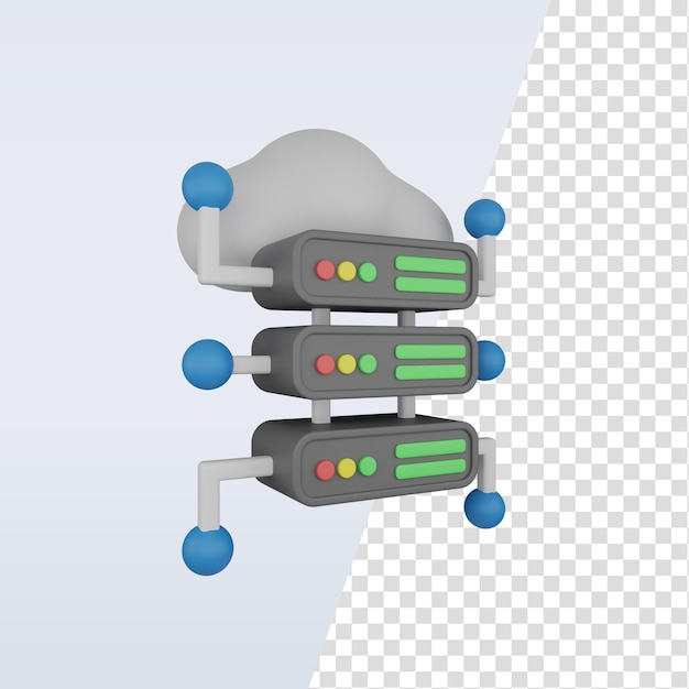 PSD 3d icon cloud and server connection