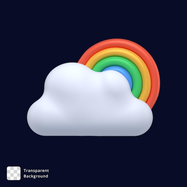 3d icon of a cloud with a rainbow behind it