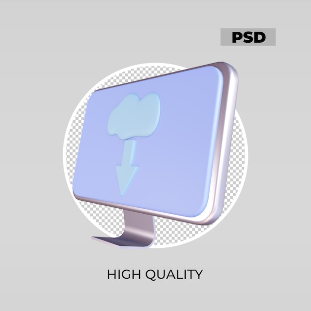 PSD 3d icon clouds storage download computer