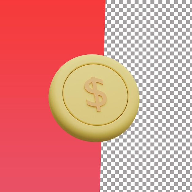 3d icon coin dollar 3d rendering