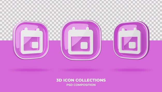 3d коллекции значков на розовом значке
