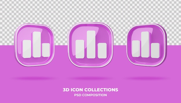 3d Icon Collections On Pink Badge