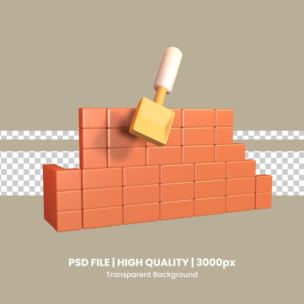 3D icon construction hat rendered isolated on the transparent background