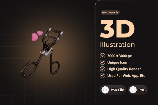 3d icon cosmetic luxurious, eyelash curler