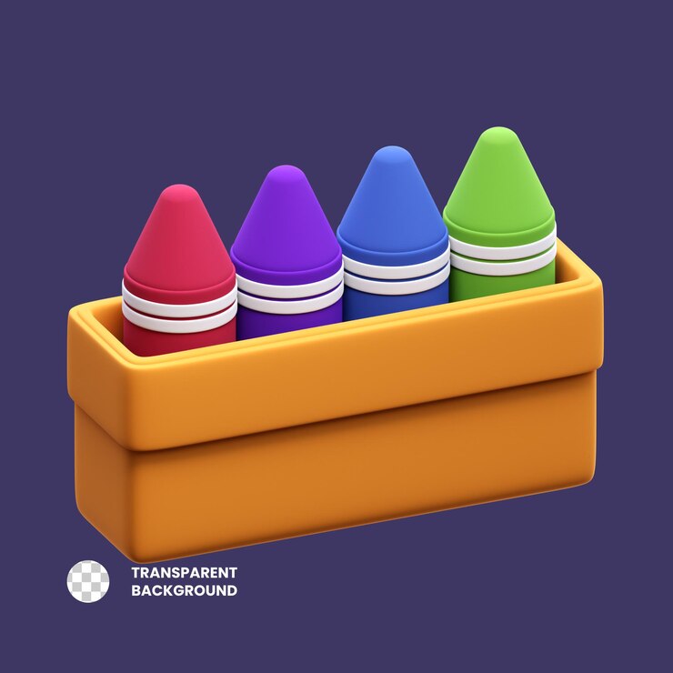 PSD 3d icon crayons box