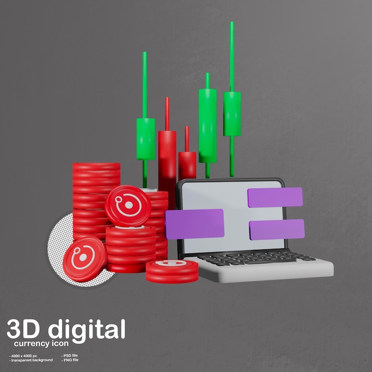 PSD 3d icon crypto currency render