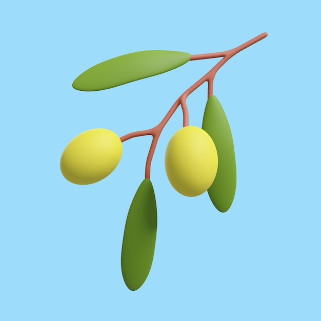 PSD 3d icon for cuisine with branch of olives