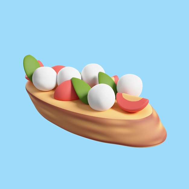 PSD 3d icon for cuisine with bruschetta