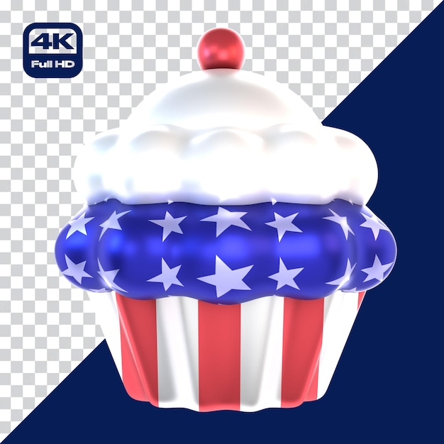 PSD icona 3d cupcake 4 luglio giorno dell'indipendenza