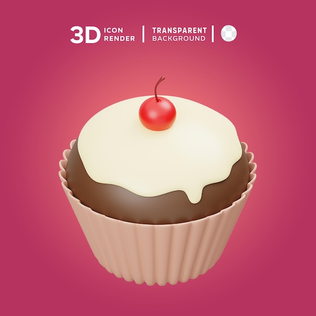 PSD illustrazione di cupcake a icona 3d