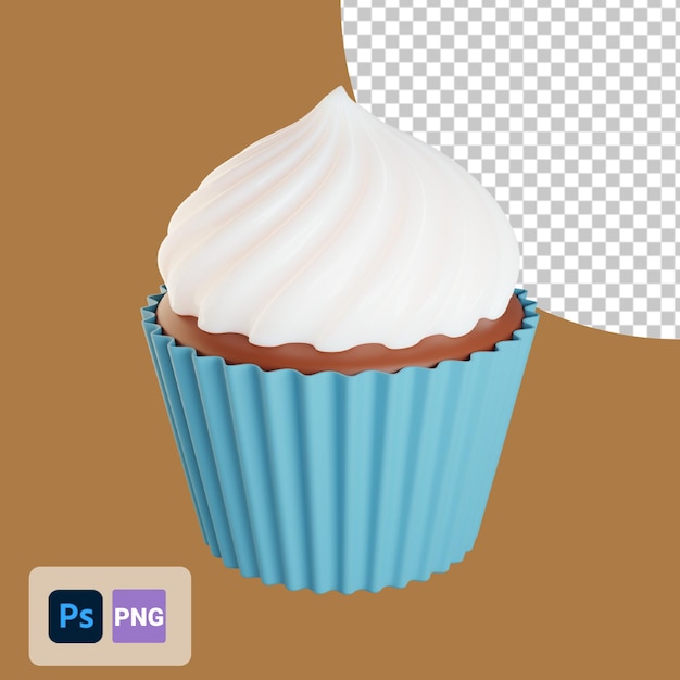 3d icon cupcake with cream topping