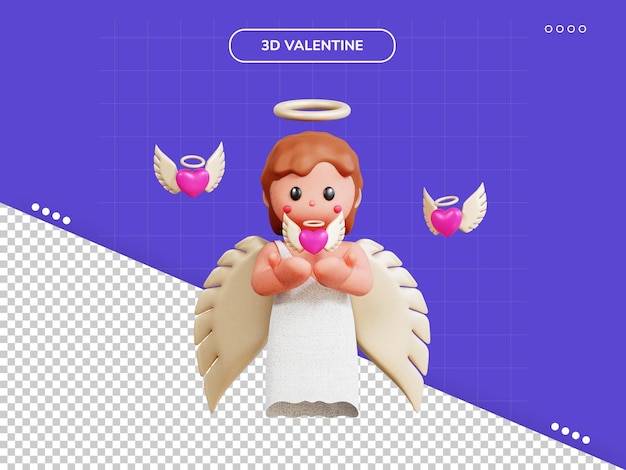 PSD 3d icon cupid wit love isolated on the transparent background