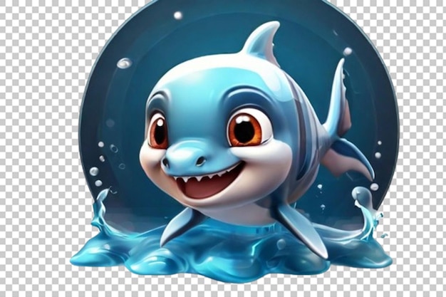 PSD 3d icon cute funny dolphin of under water