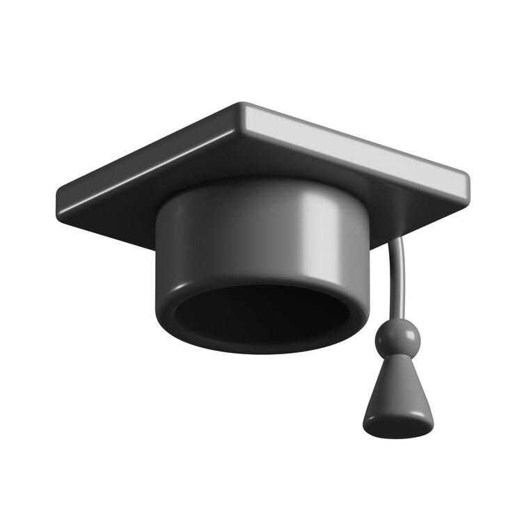PSD 3d icon cute graduation university or college black cap isolated graduate for transparent png