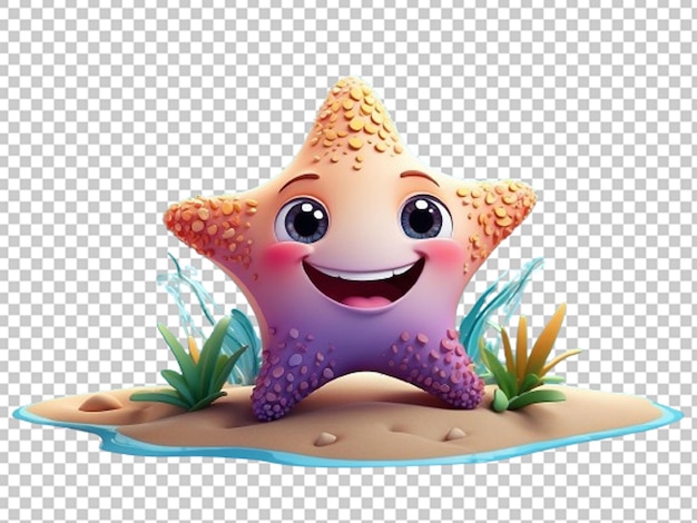 PSD icona 3d cartoon sorridente di starfish