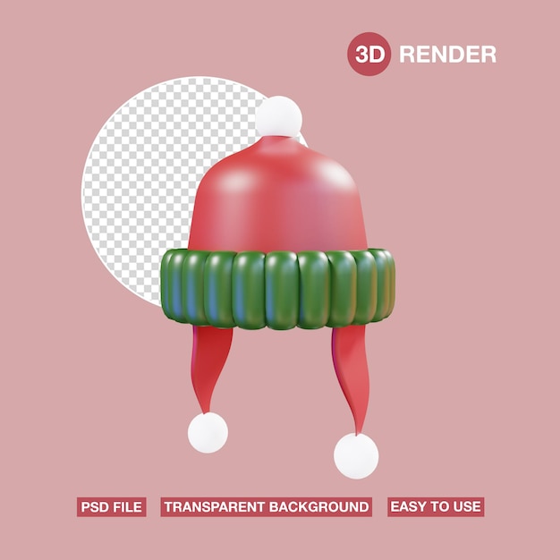 PSD 3d icon czerwony kapelusz bobble