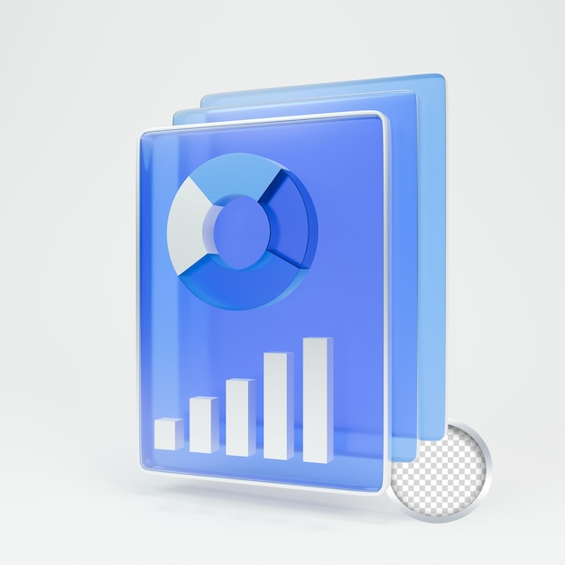 3d icon data analytics and business chart with a graph on it