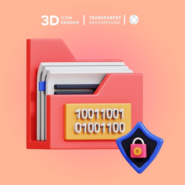 PSD 3d icon data encryption illustration